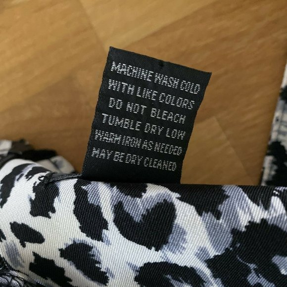 First Option A Line Dress Women's 16 Black White Polyester Animal Print Vintage - Picture 4 of 7